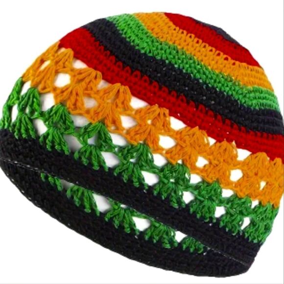 Hand Crochet Beanie Rasta Hat Multi Color - Picture 1 of 3